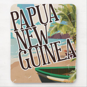 Tapis De Souris Papouasie-Nouvelle-Guinée affiche de voyage vintag