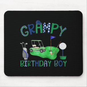 Tapis De Souris Papy du garçon d'anniversaire du trou en un amoure