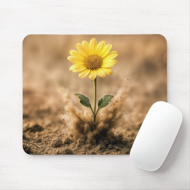 Tapis De Souris Pâquerette jaune dans une explosion de terre (Avec souris)