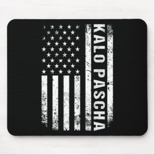 Tapis De Souris Pâques grecques Kalo Pascha Rétro Drapeau américai
