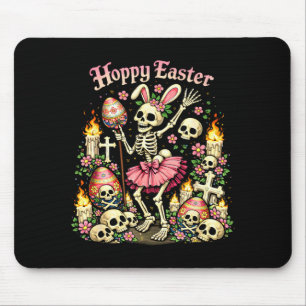 Tapis De Souris Pâques joyeux squelette gothique lapin drôle sombr