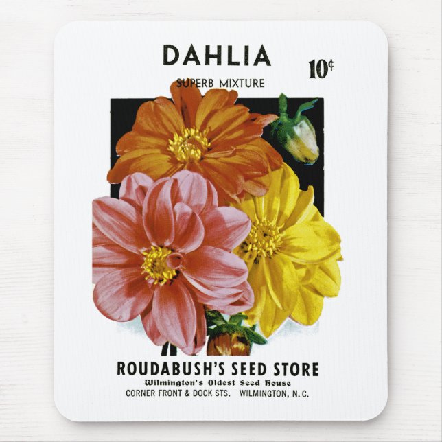 Tapis De Souris Paquet de semences Vintage Dahlia (Devant)