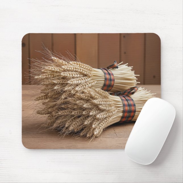 Tapis De Souris Paquets de blé sur le bois (Avec souris)