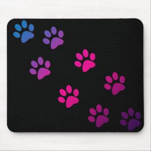 Tapis De Souris Paquets de chat rose bleu violet Ombre noir mou