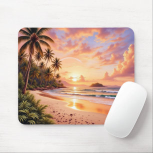 Tapis De Souris Paradis de l'île tropicale & Arc-en-ciel vibrant d