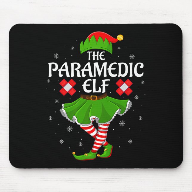 Tapis De Souris Paramedic Elf Christmas Family Girls Women Elf Squ (Devant)