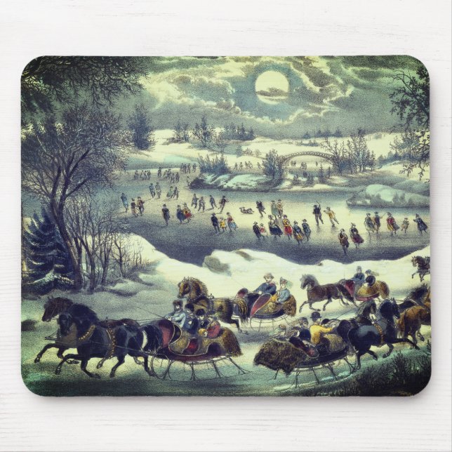 Tapis De Souris Parc Central Currier & Ives en hiver (Devant)