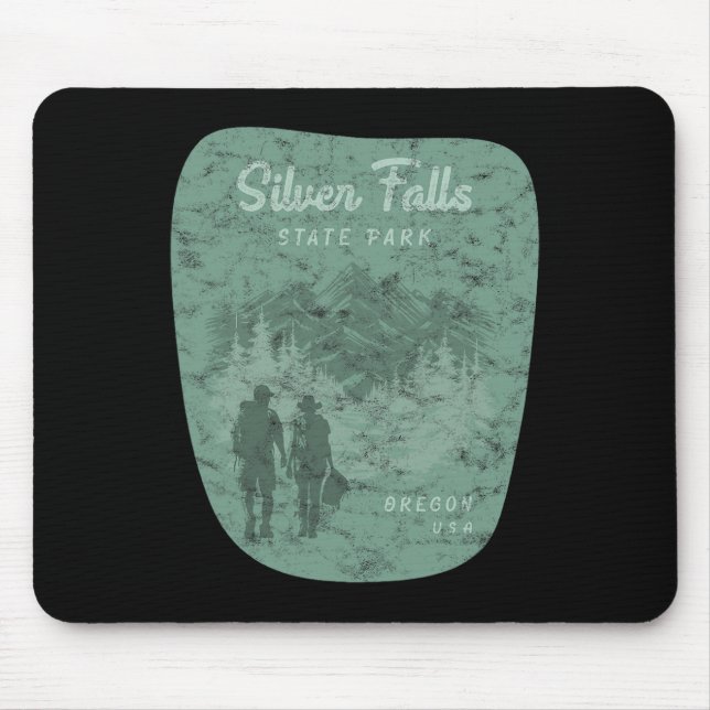 Tapis De Souris Parc d'État de Silver Falls Oregon Randonnée Rétro (Devant)