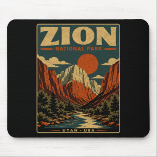 Tapis De Souris Parc national de Zion vintage rétro canyon extérie