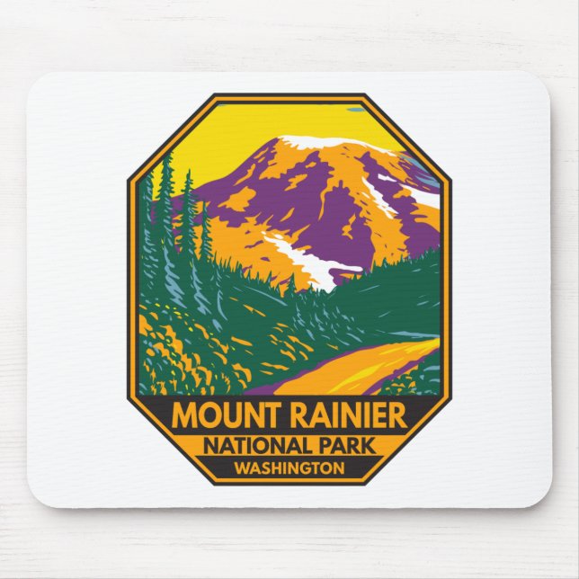 Tapis De Souris Parc national du Mont Rainier Washington Retro (Devant)