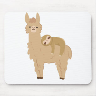 Tapis De Souris Paresse adorable dormant sur un lama