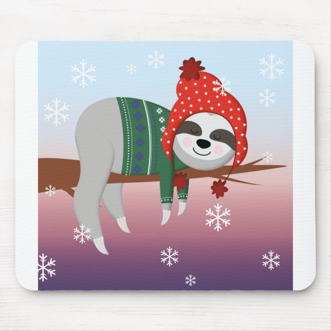 Tapis De Souris paresse de noël drôle (Devant)