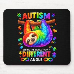 Tapis De Souris Paresseux arc-en-ciel de l'autisme voyant le monde