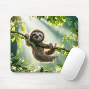 Tapis De Souris Paresseux Mignon Dans Les Rayons Du Soleil