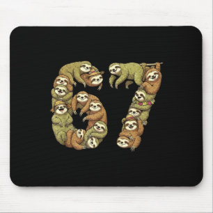 Tapis De Souris Paresseux Tribal Drôle 6 7 Mème Six Sept Amour