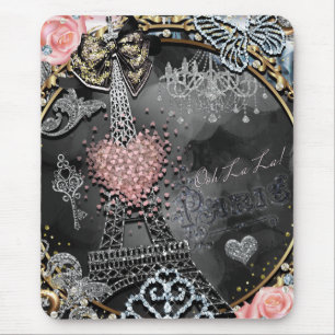 Tapis De Souris Paris Bling Glamor Sparkle France Girly Trendy