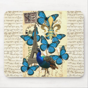 Tapis De Souris Paris, paon et papillons