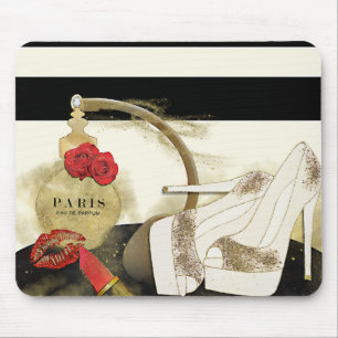 Tapis De Souris Paris Parfum Parfum Roses Talons & Rouge à Lèvres