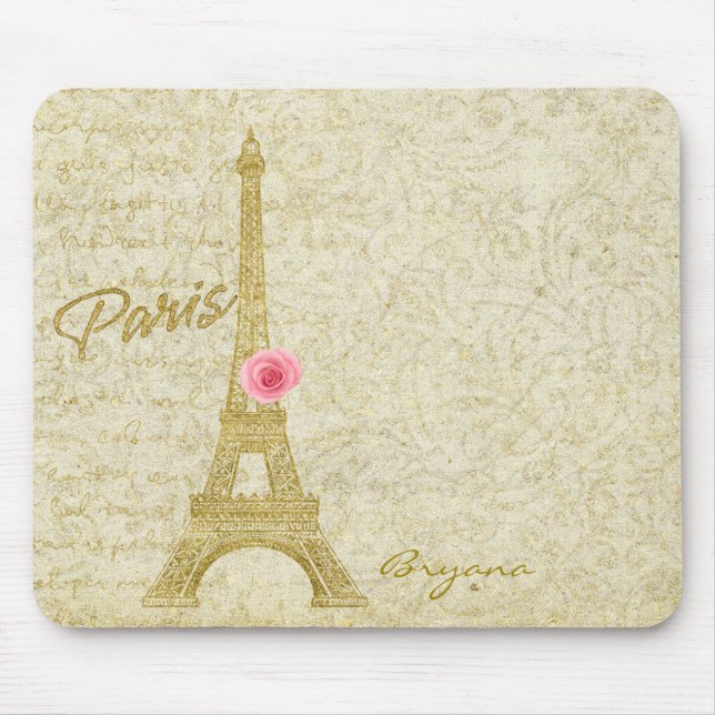Tapis De Souris Paris Tour Eiffel Gold & Rose Elégante Souris Pad (Devant)