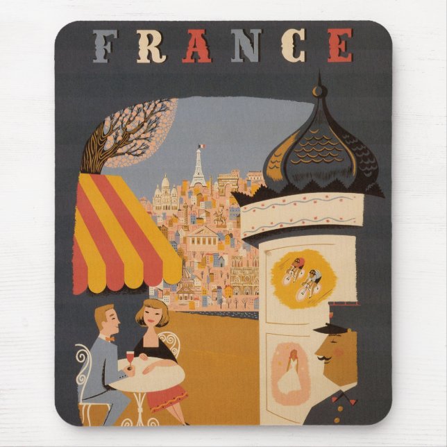 Tapis de souris parisien d'affiche de voyage de (Devant)