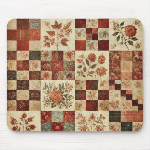 Tapis De Souris Parking en terre cuite Quilt Rustique Floral Desk