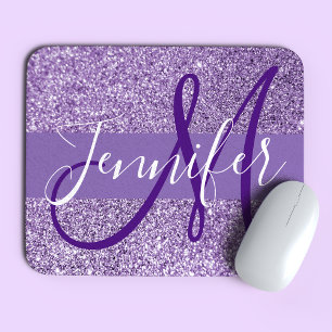 Tapis De Souris Parties scintillant Améthyste Photo Monogramme per