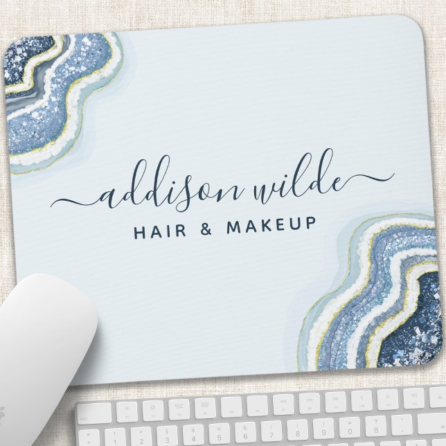 Tapis De Souris Parties scintillant bleue Agate Geode Luxe Chic (Créateur téléchargé)