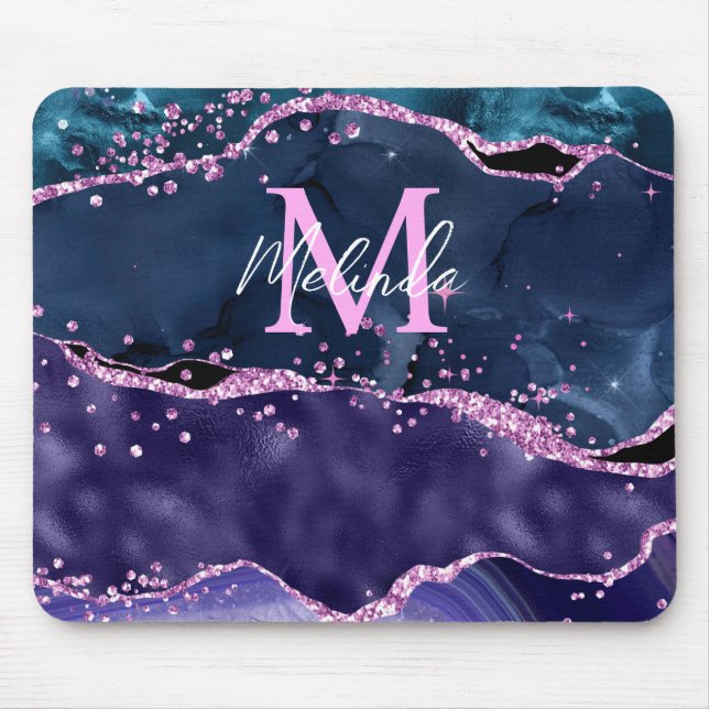 Tapis De Souris Parties scintillant bleue et violet marine Agate m (Devant)