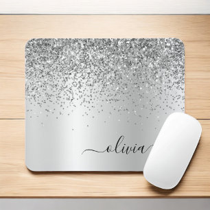 Tapis De Souris Parties scintillant d'argent Monogramme métallique