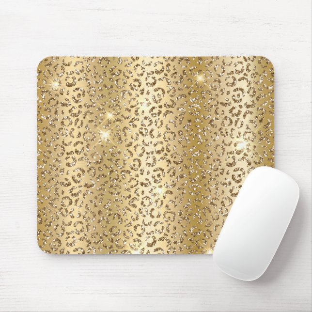 Tapis De Souris Parties scintillant de glam or Leopard (Avec souris)