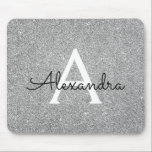 Tapis De Souris Parties scintillant d'étincelle en argent Nom du m<br><div class="desc">Parties scintillant à étincelles en argent et en noir Monogramme Nom Monogramme Mousepad. Ce Mousepad peut être customisé pour inclure votre prénom.</div>
