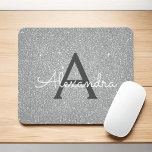 Tapis De Souris Parties scintillant d'étincelle en argent Nom du m<br><div class="desc">Parties scintillant à étincelle en argent Monogramme Nom Monogramme Mousepad. Ce Mousepad peut être customisé pour inclure votre prénom.</div>