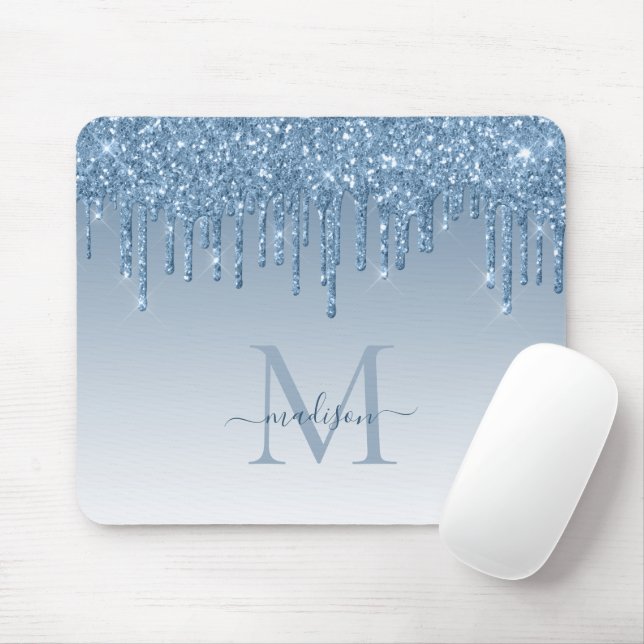 Tapis De Souris Parties scintillant Drives Blue Sparkle Monogram É (Avec souris)