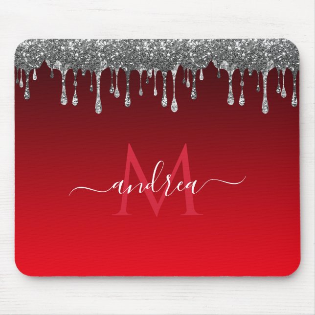 Tapis De Souris Parties scintillant en argent Glam rouge Gradior M (Devant)