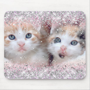 Tapis De Souris Parties scintillant en argent rose pâle Ombre