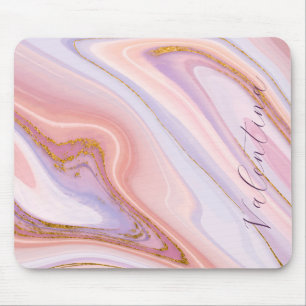Tapis De Souris Parties scintillant en or rose pourpre en marbre d