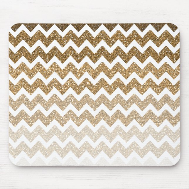 Tapis De Souris Parties scintillant Gold Faux Chevron Ombre (Devant)