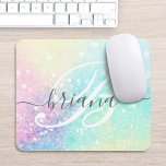 Tapis De Souris Parties scintillant Holographique Glam Colorful Mo<br><div class="desc">Personnalisez facilement ce joli arrière - plan holographique de parties scintillant pastel avec votre monogramme et/ou nom personnalisés.</div>