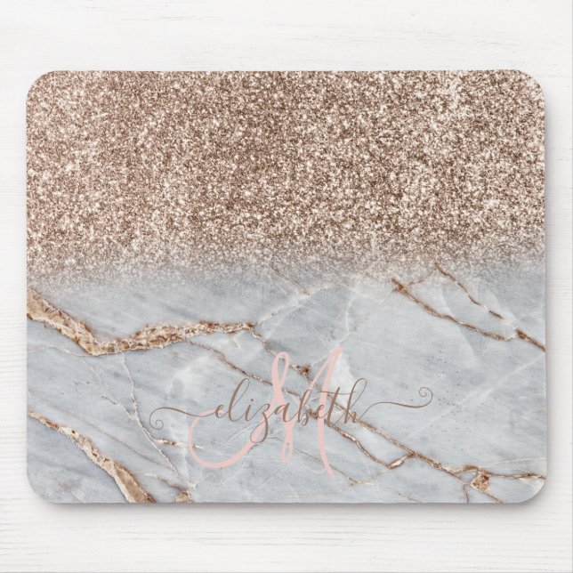 Tapis De Souris Parties scintillant moderne Ombre Rose or marbre M (Devant)