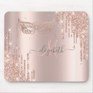 Tapis De Souris Parties scintillant modernes Rose Gold Masque Mono