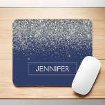 Tapis De Souris Parties scintillant Monogram Navy Blue Silver Glam<br><div class="desc">Argent et Marine Blue Faux Parties scintillant Étincelle Élégante et moderne Chic tendance luxueux Monogrammed Pad de souris. Ce monogramme - ajoutez votre propre nom customisé mousepad peut être mis à jour avec votre nom.</div>