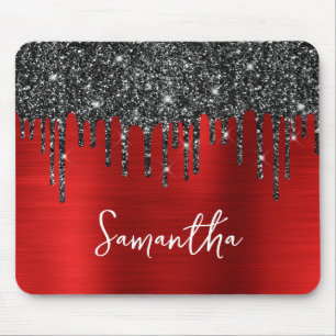 Tapis De Souris Parties scintillant noire rouge Glam Nom