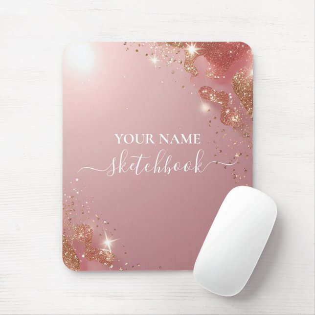 Tapis De Souris Parties scintillant or rose Mousepad personnalisé  (Avec souris)