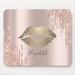 Tapis De Souris Parties scintillant Or tendance Lèvres Rose Gold P