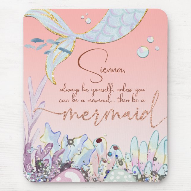 Tapis De Souris Parties scintillant Pastel personnalisée "Be a Mer (Devant)