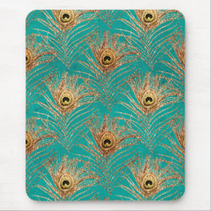 Tapis De Souris Parties scintillant Peacock Feathers Motif