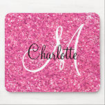 Tapis De Souris Parties scintillant pétillante rose monogrammée<br><div class="desc">Vibe de fête amusante,  pavé de souris parties scintillant pétillante rose - la police de texte est personnalisable et la conception est transférable-</div>