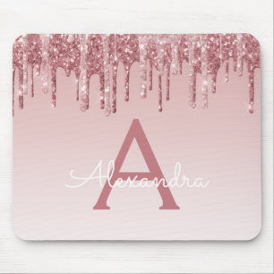 Tapis De Souris Parties scintillant rose en or Monogramme Pink Mou
