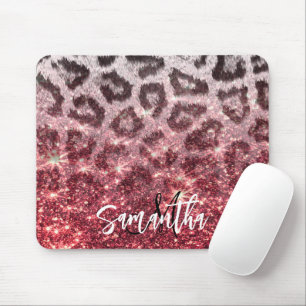 Tapis De Souris Parties scintillant rose et Empreinte de léopard