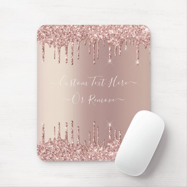 Tapis De Souris Parties scintillant rose Gold Blush - Votre texte (Avec souris)